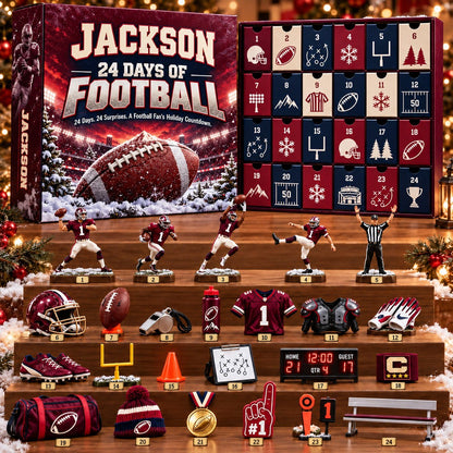 Personalized American Football Advent Calendar 2026 – Football Collectibles, Christmas Countdown Gift for Football Fans