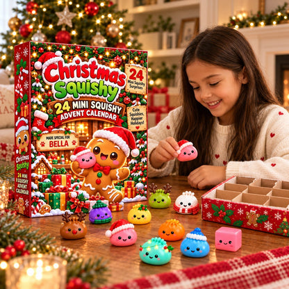 Personalized Christmas Squishy Advent Calendar 2026 – 24 Mini Kawaii Squishy Toys, Cute Christmas Countdown Gift for Kids