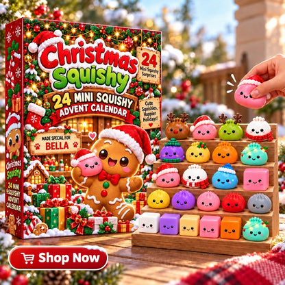 Personalized Christmas Squishy Advent Calendar 2026 – 24 Mini Kawaii Squishy Toys, Cute Christmas Countdown Gift for Kids