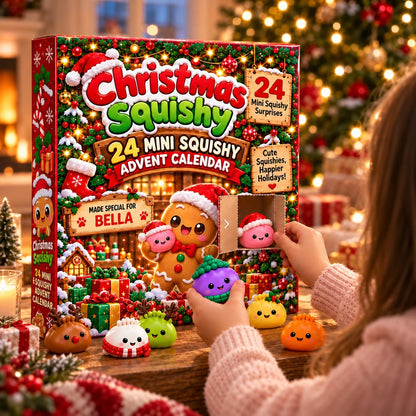 Personalized Christmas Squishy Advent Calendar 2026 – 24 Mini Kawaii Squishy Toys, Cute Christmas Countdown Gift for Kids