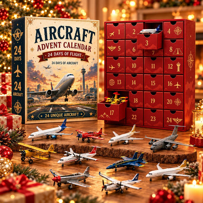 Aircraft Advent Calendar 2026 – 24 Days of Flight, 24 Unique Mini Airplane Collectibles, Christmas Countdown Gift for Aviation Lovers