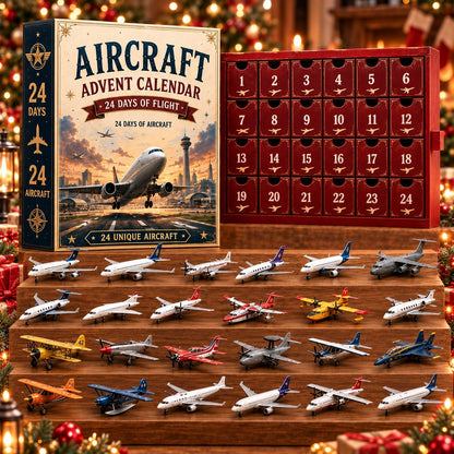 Aircraft Advent Calendar 2026 – 24 Days of Flight, 24 Unique Mini Airplane Collectibles, Christmas Countdown Gift for Aviation Lovers