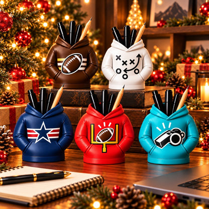 Personalized Football Hoodie Pen Holder – Custom Name & Number 3D Printed Desk Organizer, Christmas Gift for Football Fans