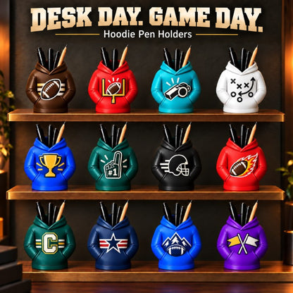 Personalized Football Hoodie Pen Holder – Custom Name & Number 3D Printed Desk Organizer, Christmas Gift for Football Fans