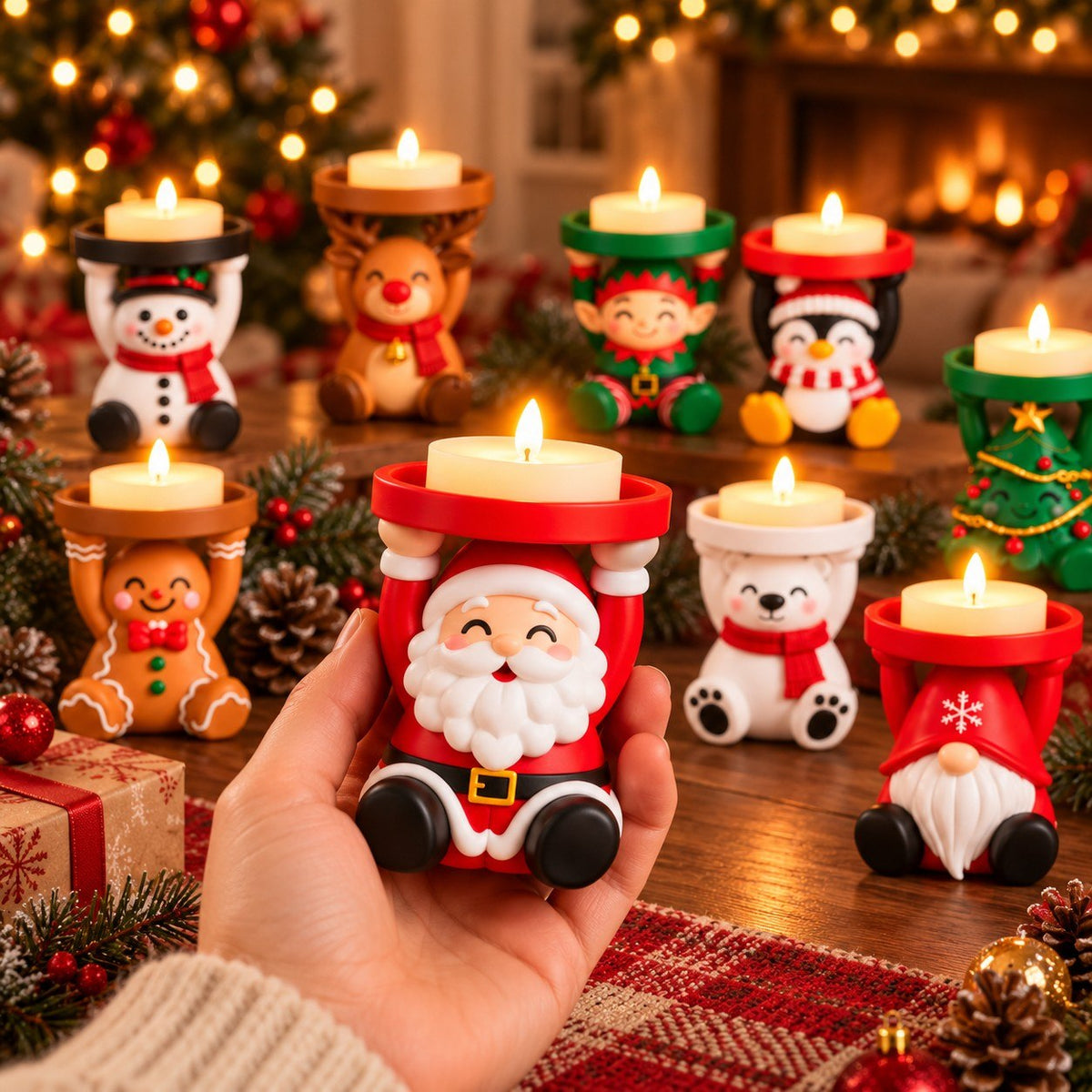Christmas 3D Printed LED Candle Holders – Cute Holiday Tea Light Holders, Christmas Decorations & Gifts