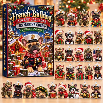Military French Bulldog Advent Calendar 2026 – US Army, Navy, Air Force, Marine Corps & Coast Guard Christmas Gift