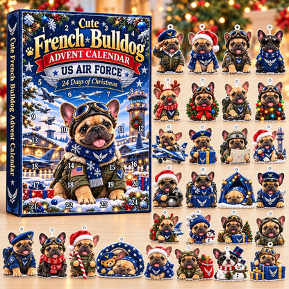 Military French Bulldog Advent Calendar 2026 – US Army, Navy, Air Force, Marine Corps & Coast Guard Christmas Gift