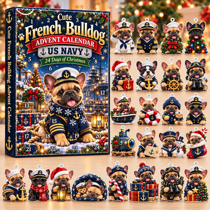 Military French Bulldog Advent Calendar 2026 – US Army, Navy, Air Force, Marine Corps & Coast Guard Christmas Gift