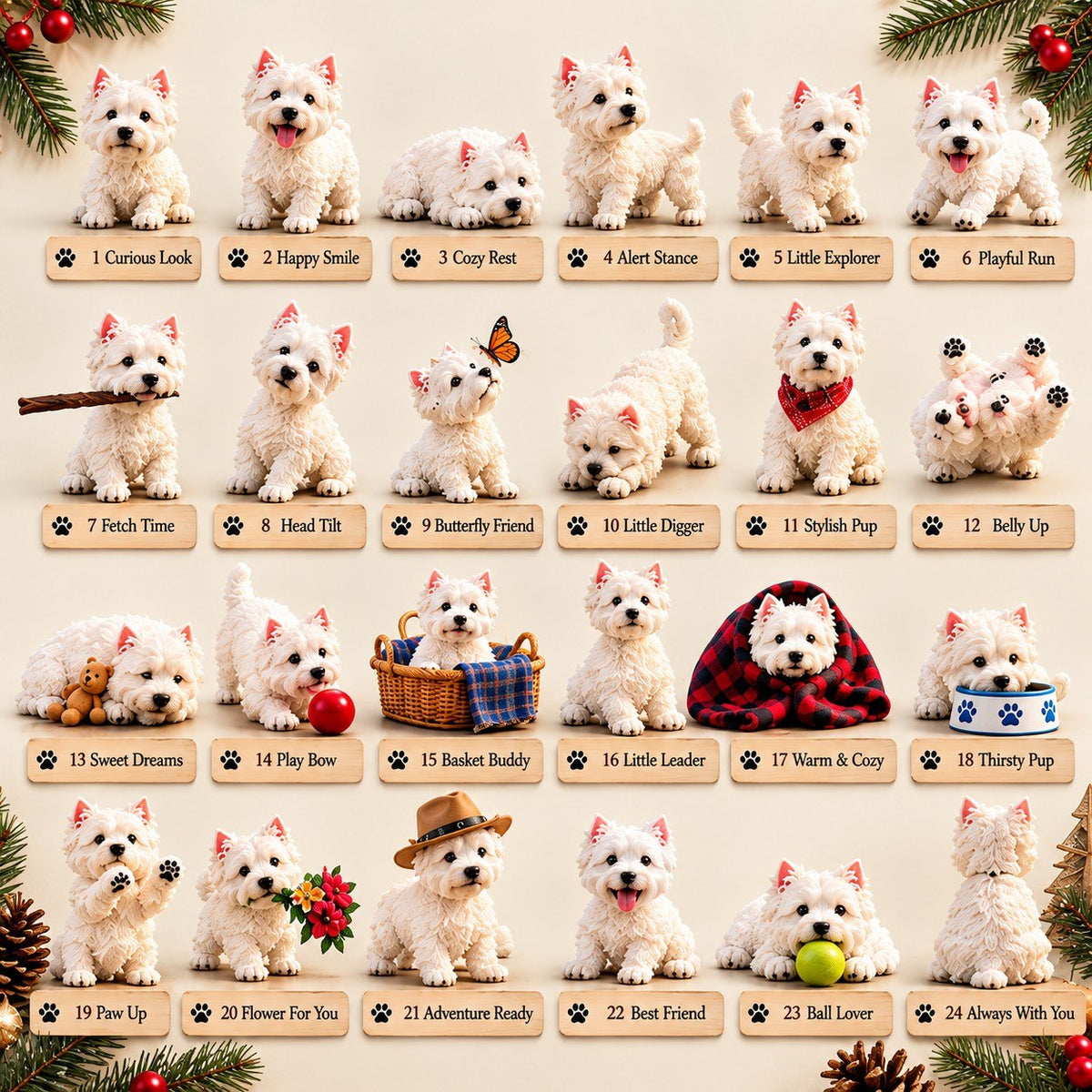 Westie Christmas Advent Calendar 2026 – Dog Countdown Calendar, Christmas Gift for Westie Lovers
