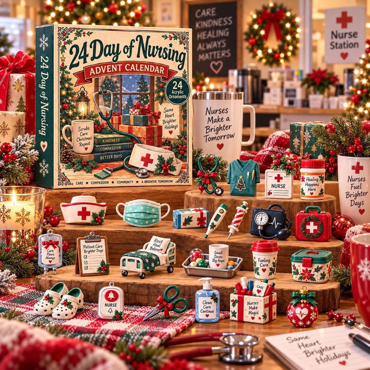 24 Days of Nursing Christmas Advent Calendar 2026 – Nurse-Themed Countdown Calendar, Christmas Gift for Nurses & Healthcare Workers