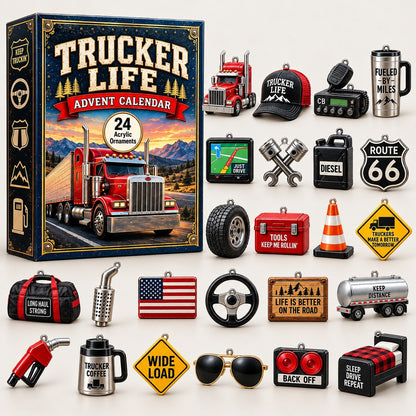 Trucker Life Christmas Advent Calendar 2026 – Semi Truck & Truck Driver Countdown Calendar, Christmas Gift for Truckers