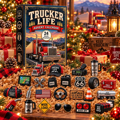 Trucker Life Christmas Advent Calendar 2026 – Semi Truck & Truck Driver Countdown Calendar, Christmas Gift for Truckers