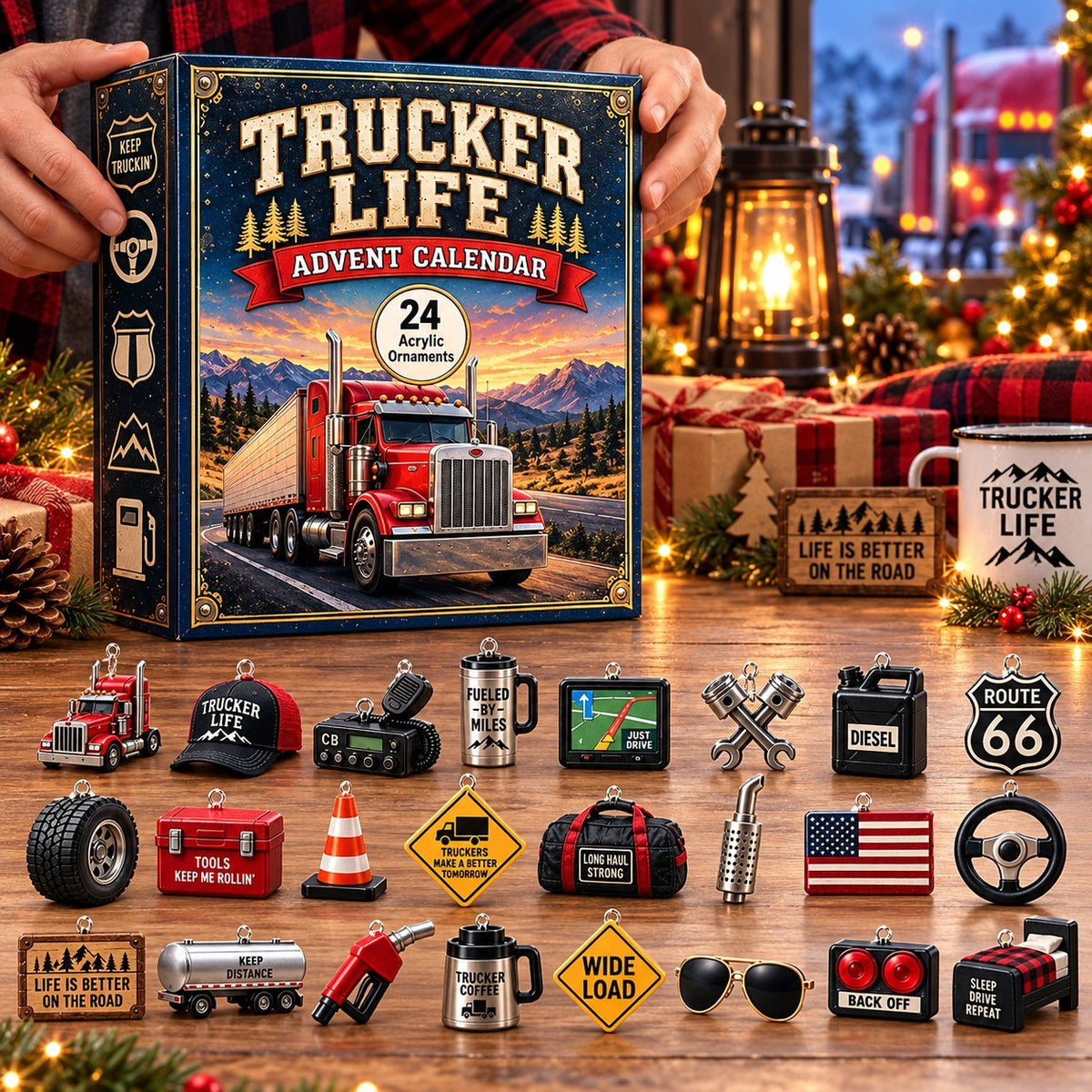 Trucker Life Christmas Advent Calendar 2026 – Semi Truck & Truck Driver Countdown Calendar, Christmas Gift for Truckers