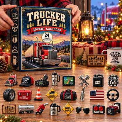 Trucker Life Christmas Advent Calendar 2026 – Semi Truck & Truck Driver Countdown Calendar, Christmas Gift for Truckers