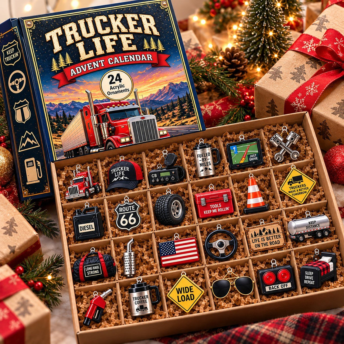 Trucker Life Christmas Advent Calendar 2026 – Semi Truck & Truck Driver Countdown Calendar, Christmas Gift for Truckers