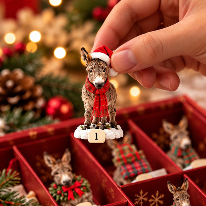 Donkey Christmas Advent Calendar – 24 Collectible Donkey Miniatures, Farm Animal Christmas Countdown Calendar, Christmas Gift for Donkey Lovers