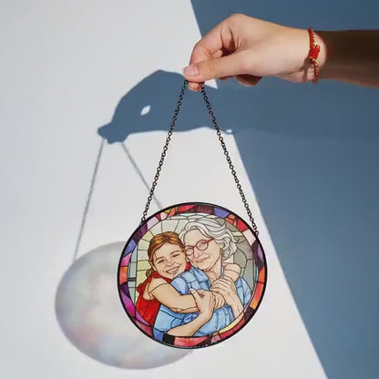 Personalized Photo Stained Glass Suncatcher – Custom Portrait Window Hanging, Christmas Family & Couple Keepsake Gift