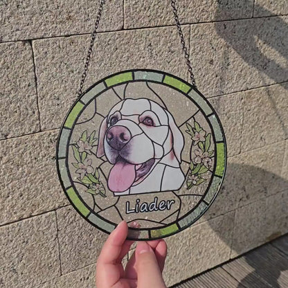 Personalized Pet Memorial Stained Glass Suncatcher – Custom Pet Portrait From Photo, Pet Loss Tribute & Keepsake Gift