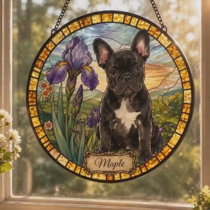 Personalized Pet Memorial Stained Glass Suncatcher – Custom Pet Portrait From Photo, Pet Loss Keepsake Window Hanging Gift