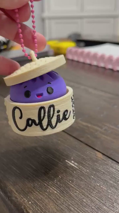 Personalized Dumpling Clicker Christmas Ornament – Custom Name 3D Printed Fidget Toy, Cute Interactive Holiday Gift