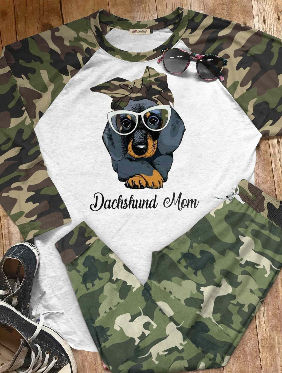 Dachshund Set Dachshund Mom Al Pajama Set |Sleepwear Pjs Sets | Raglan Shirt Pants Set