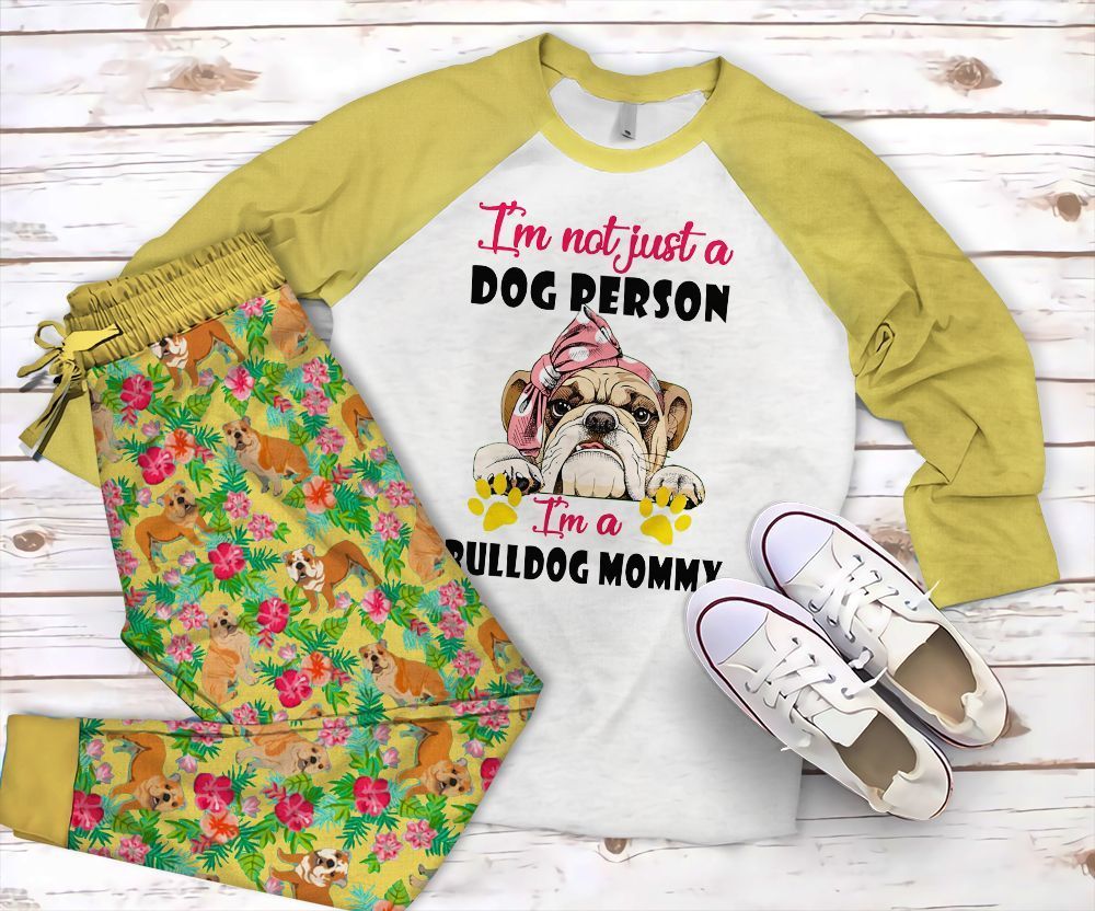 Bulldog Bulldog Mommy Pajama Set |Sleepwear Pjs Sets | Raglan Shirt Pants Set