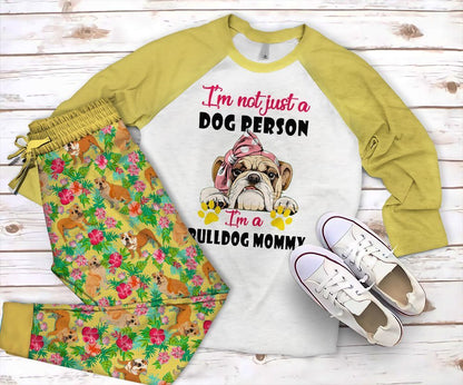 Bulldog Bulldog Mommy Pajama Set |Sleepwear Pjs Sets | Raglan Shirt Pants Set