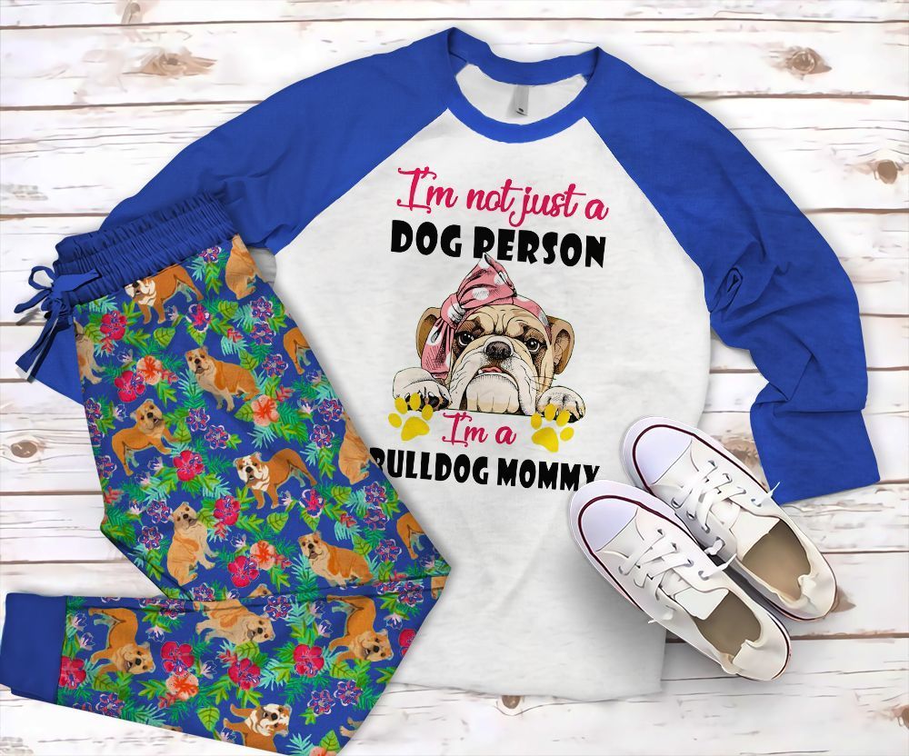 Bulldog Bulldog Mommy Pajama Set |Sleepwear Pjs Sets | Raglan Shirt Pants Set