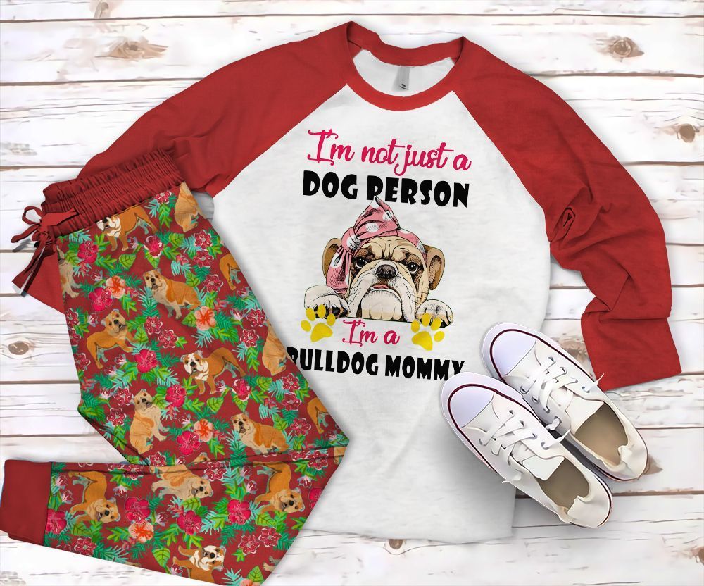 Bulldog Bulldog Mommy Pajama Set |Sleepwear Pjs Sets | Raglan Shirt Pants Set
