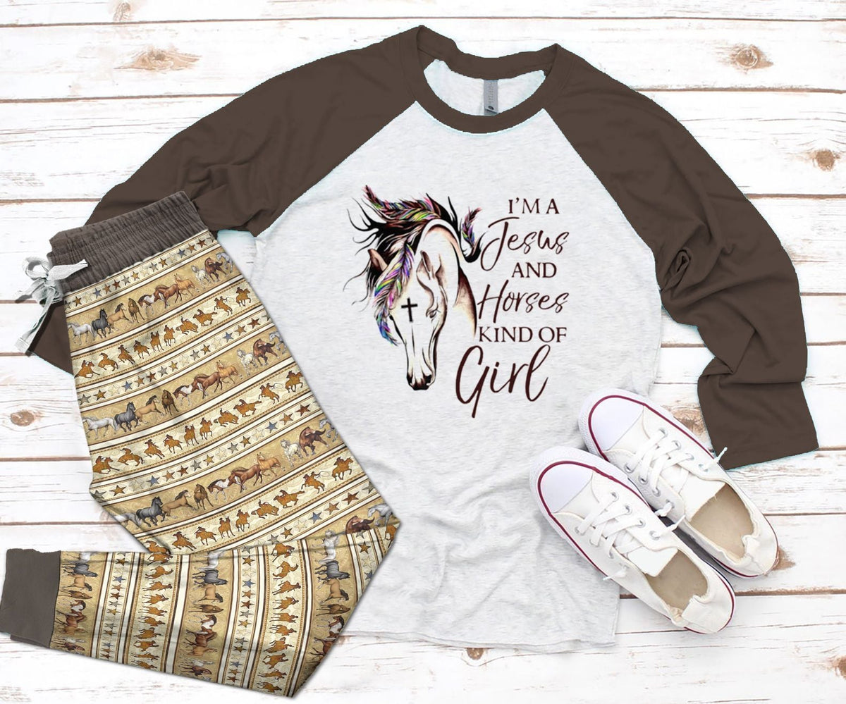 Horse Jesus And Horse Grey Best Pajama Set |Sleepwear Pjs Sets | Raglan Shirt Pants Set
