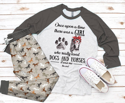 Horse Gray Awesome Pajama Set |Sleepwear Pjs Sets | Raglan Shirt Pants Set