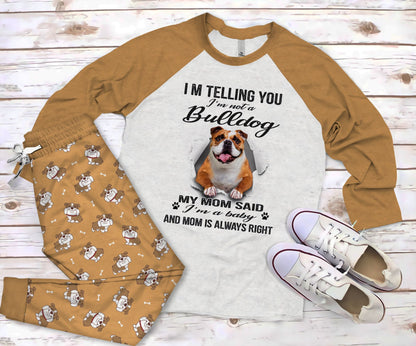 Bulldog A Baby Pajama Set |Sleepwear Pjs Sets | Raglan Shirt Pants Set