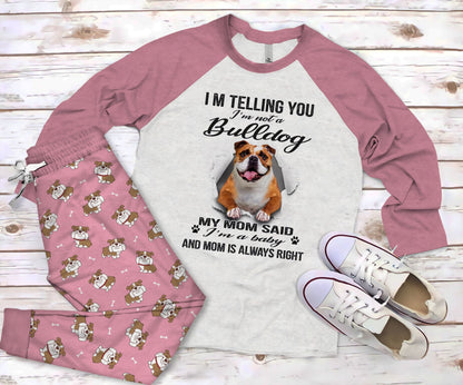 Bulldog A Baby Pajama Set |Sleepwear Pjs Sets | Raglan Shirt Pants Set