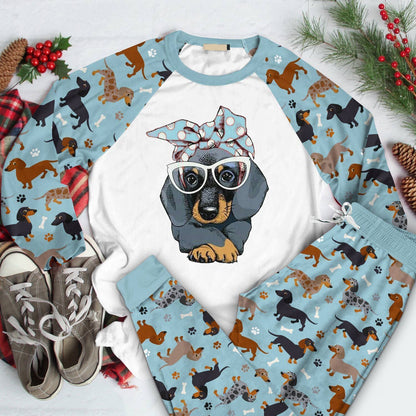 Dachshund Set Dachshund Girl Pajama Set |Sleepwear Pjs Sets | Raglan Shirt Pants Set