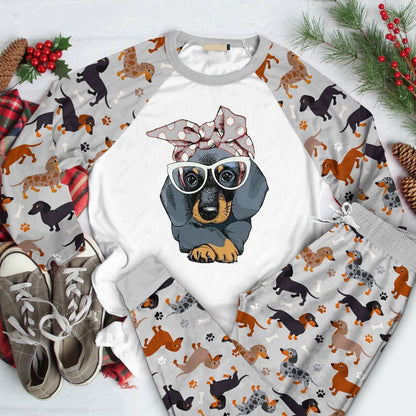 Dachshund Set Dachshund Girl Pajama Set |Sleepwear Pjs Sets | Raglan Shirt Pants Set