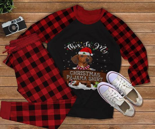 Dachshund My Shirt Af Pajama Set |Sleepwear Pjs Sets | Raglan Shirt Pants Set