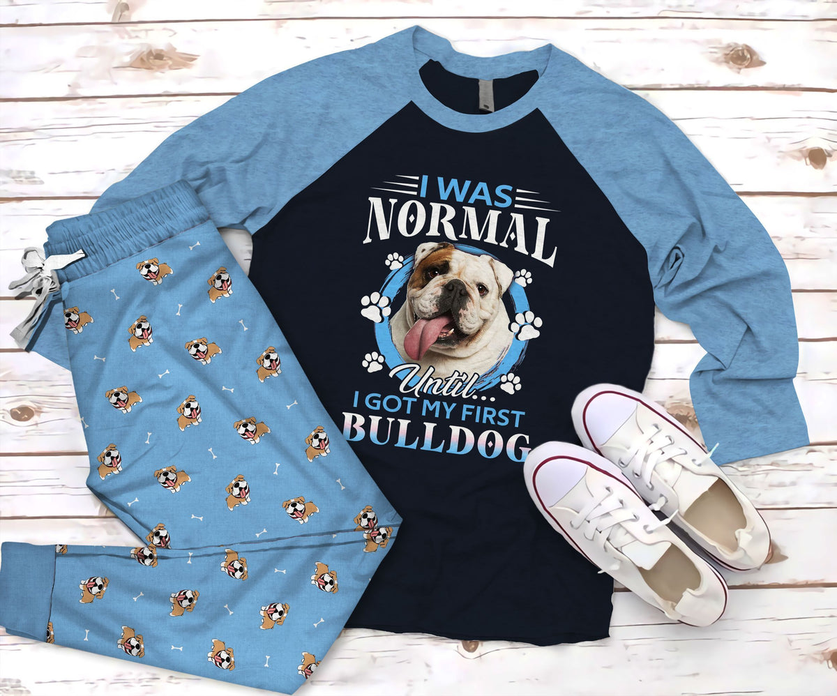 Bulldog Normal Pajama Set |Sleepwear Pjs Sets | Raglan Shirt Pants Set