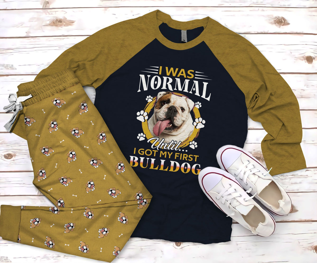Bulldog Normal Pajama Set |Sleepwear Pjs Sets | Raglan Shirt Pants Set