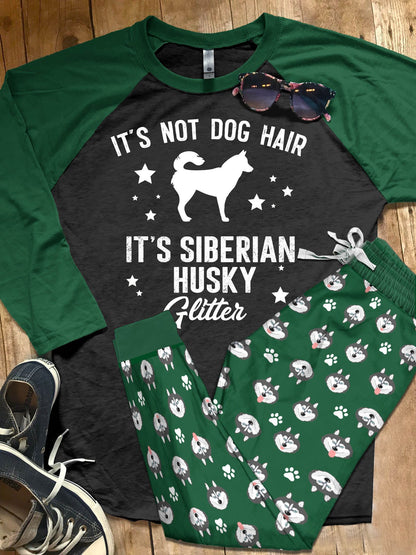 Husky Set It'S Husky Glitter Pajama Set |Sleepwear Pjs Sets | Raglan Shirt Pants Set