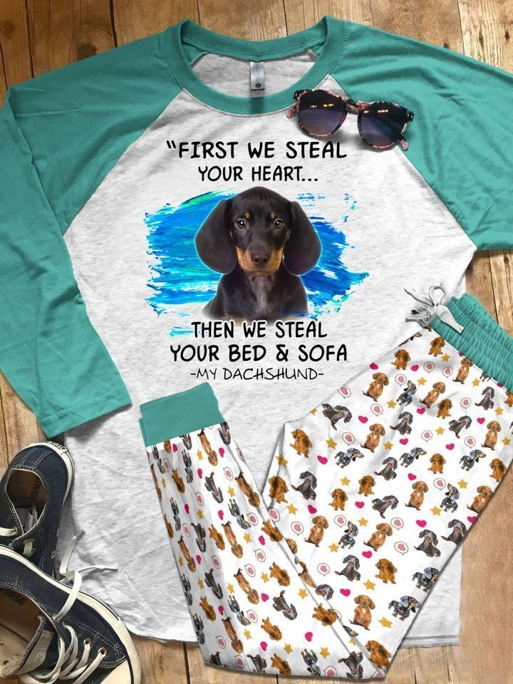 Dachshund My Dachshund Pajama Set |Sleepwear Pjs Sets | Raglan Shirt Pants Set