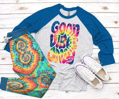 Hippie Good Vibes Only Pl Pajama Set |Sleepwear Pjs Sets | Raglan Shirt Pants Set