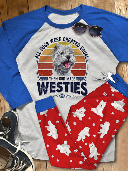 West Highland White Terrier Westie Pajama Set |Sleepwear Pjs Sets | Raglan Shirt Pants Set