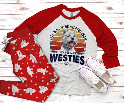 West Highland White Terrier Westie Pajama Set |Sleepwear Pjs Sets | Raglan Shirt Pants Set