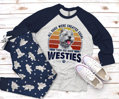 West Highland White Terrier Westie Pajama Set |Sleepwear Pjs Sets | Raglan Shirt Pants Set