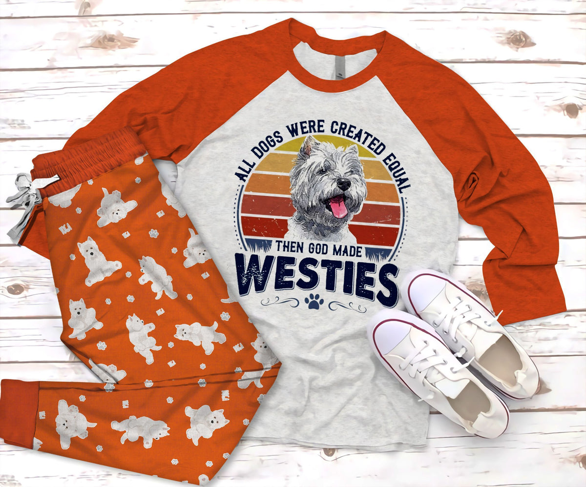West Highland White Terrier Westie Pajama Set |Sleepwear Pjs Sets | Raglan Shirt Pants Set