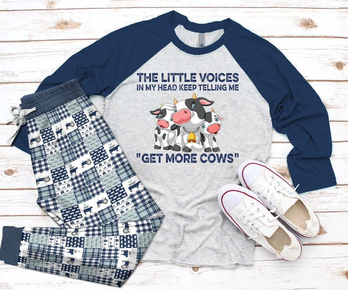Cow Set Get More Cow Pajama Set |Sleepwear Pjs Sets | Raglan Shirt Pants Set