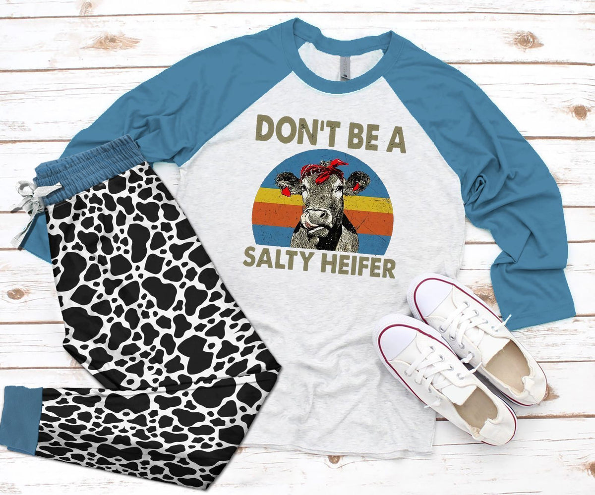 Cow Blue Amazing Pajama Set |Sleepwear Pjs Sets | Raglan Shirt Pants Set