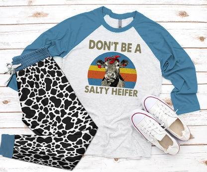 Cow Blue Amazing Pajama Set |Sleepwear Pjs Sets | Raglan Shirt Pants Set