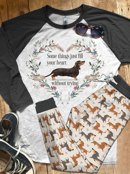 Dachshund Set Dachshund Pajama Set |Sleepwear Pjs Sets | Raglan Shirt Pants Set