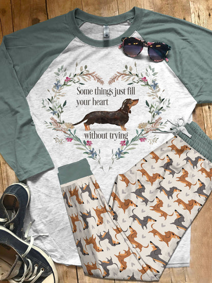 Dachshund Set Dachshund Pajama Set |Sleepwear Pjs Sets | Raglan Shirt Pants Set